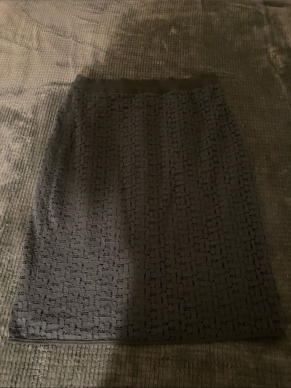 LOFT Black Lace-Overlay Pencil Skirt